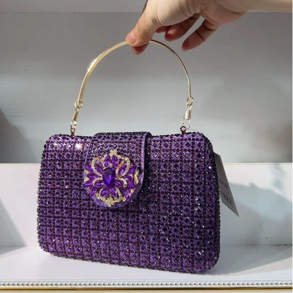 XIYUAN Lady Crystals Evening Bags Women 2024 Sparkling Diamond Evening Handbags Metal Clutch Purses And Handbag Wedding Purse