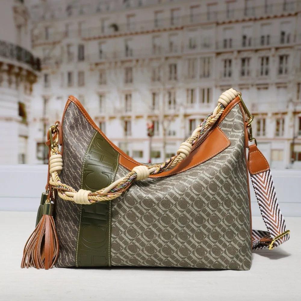 Textured Letter Print Tote And Crossbody Bag for Women