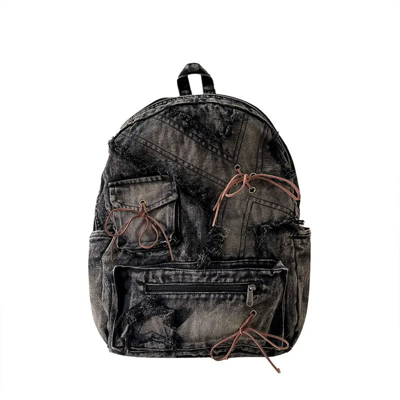 Washed Denim Backpack With Large Capacity for Women