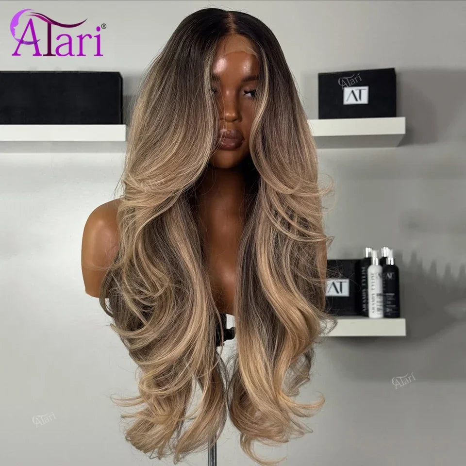 Highlighted Body Wave Human Hair Wig