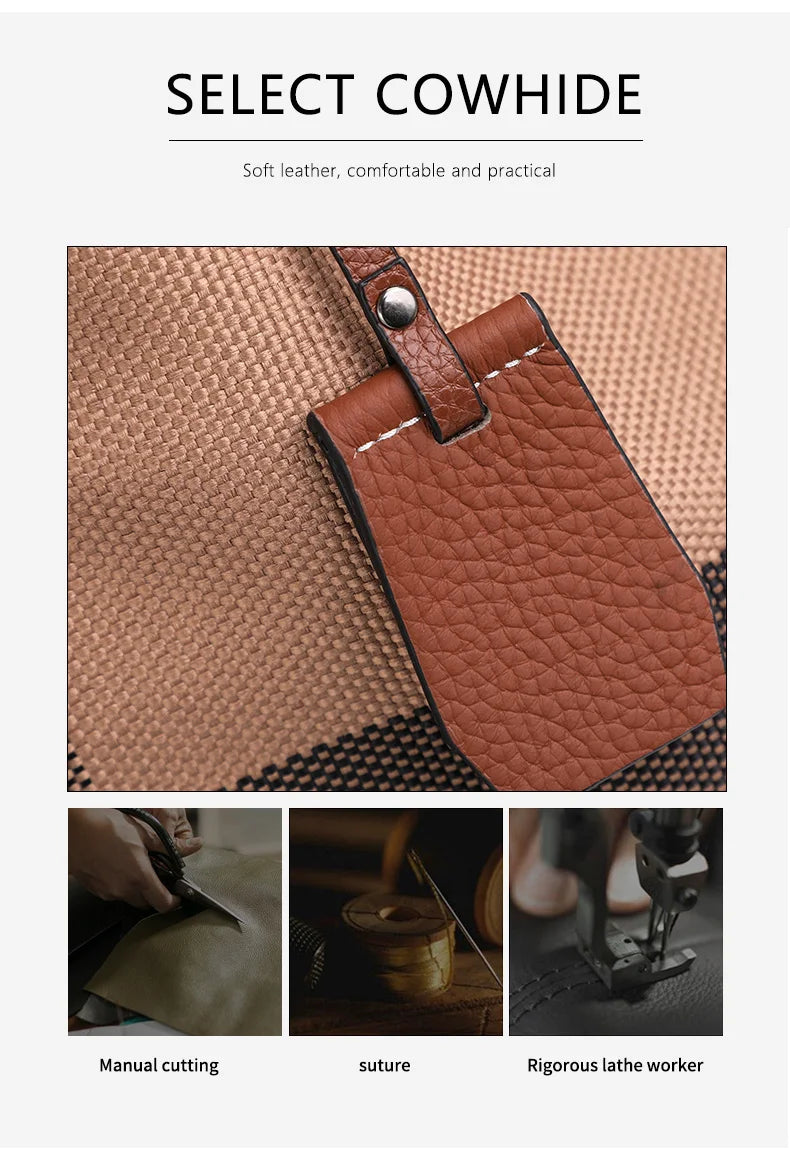Versatile Large Capacity Plaid Canvas Messenger Bag for Women