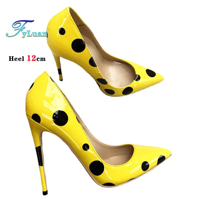 Polka Dot Pointed Toe High Heel Stiletto Pumps for Women