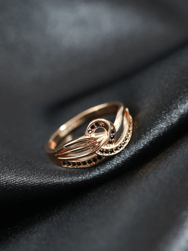 Rose Gold Black Zircon Cross Ring