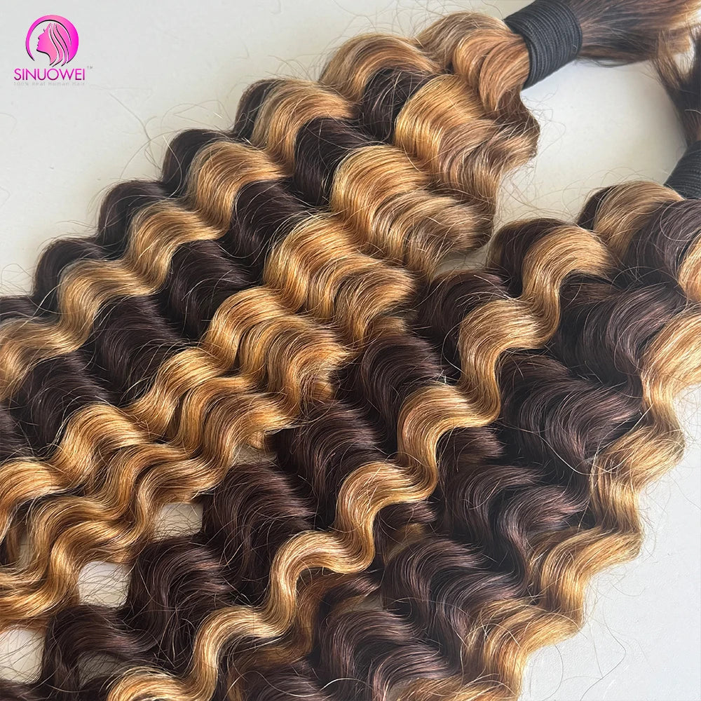 Honey Blonde Deep Wave Human Hair Braiding Extensions for Women