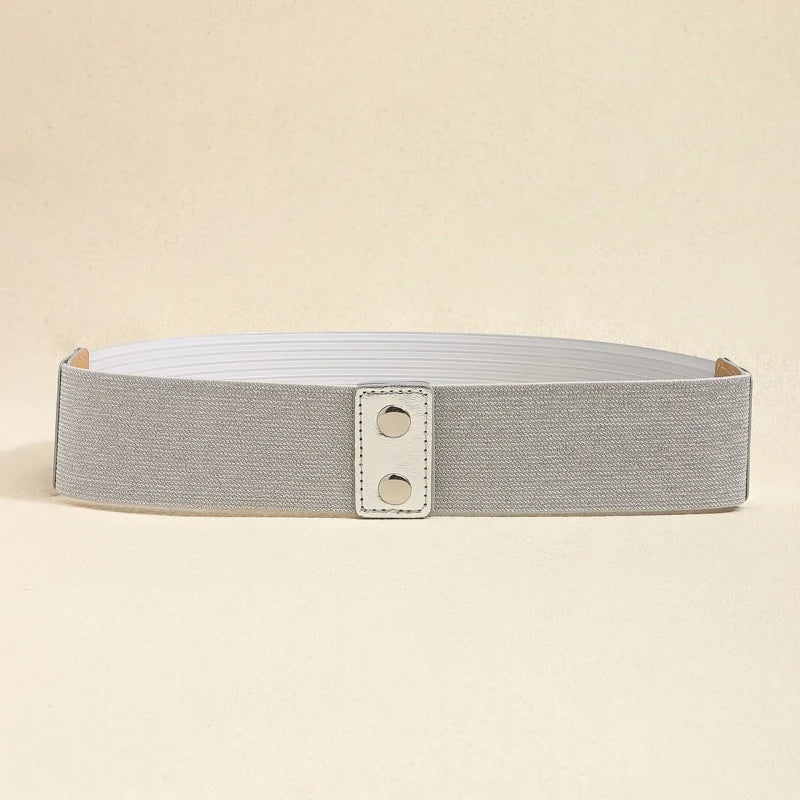 Pearl Embellished Wide Elastic Waist Belt for Women
