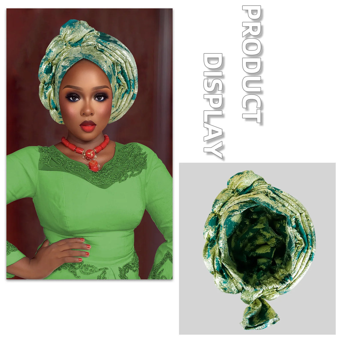 African Wedding Gele Turban Head Wrap Hat for Women