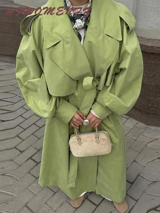 Turn Down Collar Lace Up Windbreaker Coat