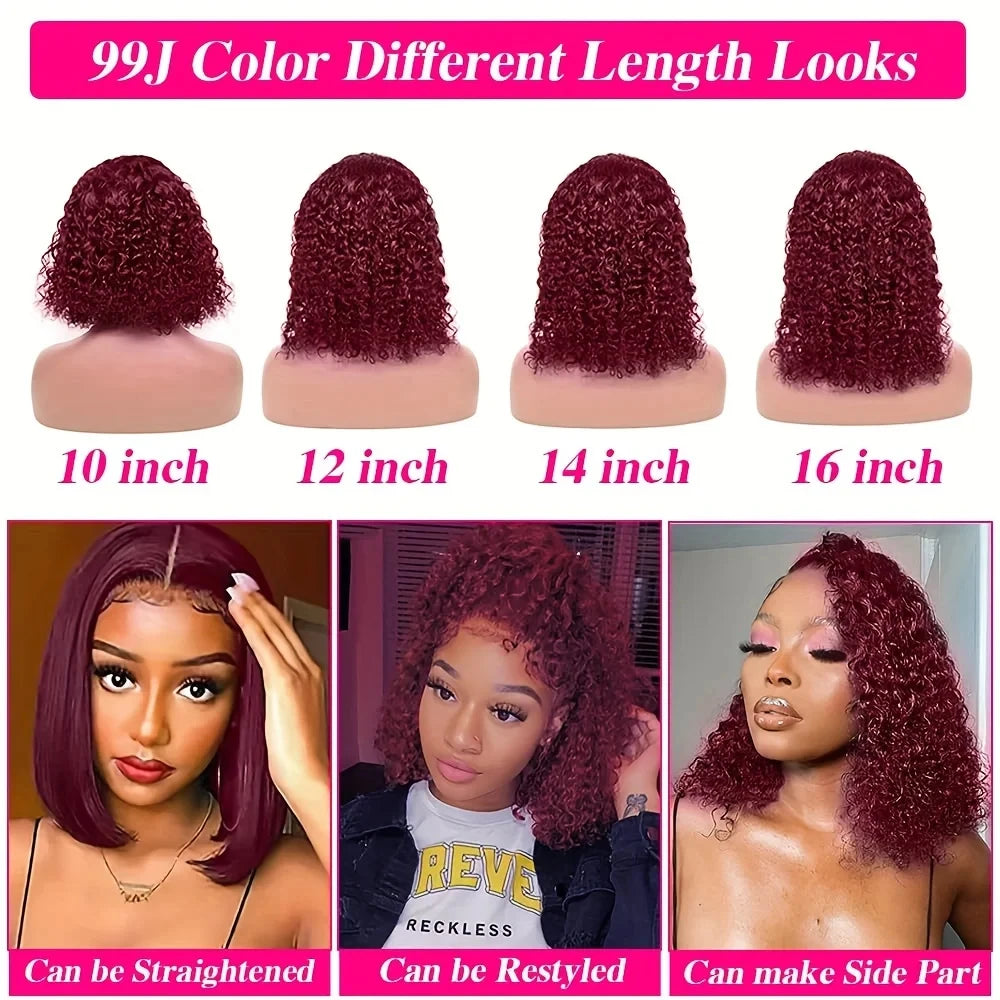 Deep Wave Lace Front Brazilian Human Hair Bob Wigs For Women