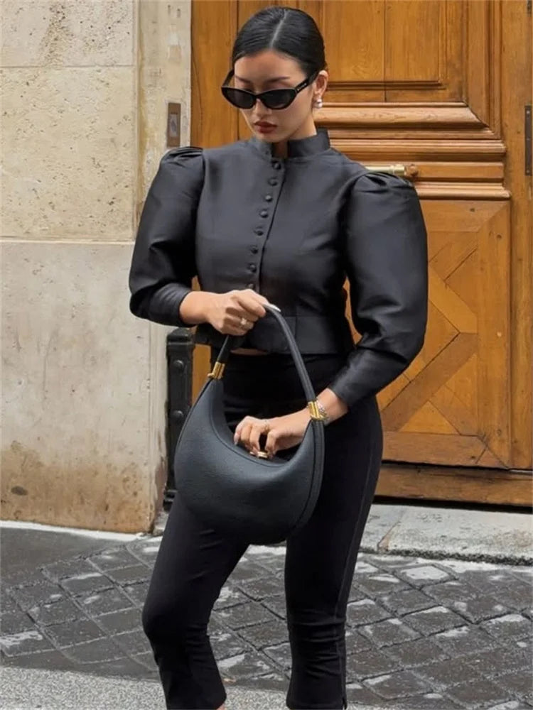 Cropped Satin Patchwork Top