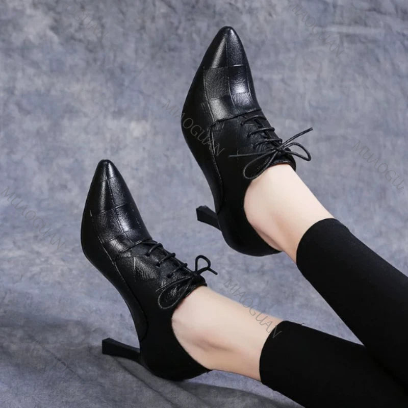 Pointed Toe Square Heel Pumps