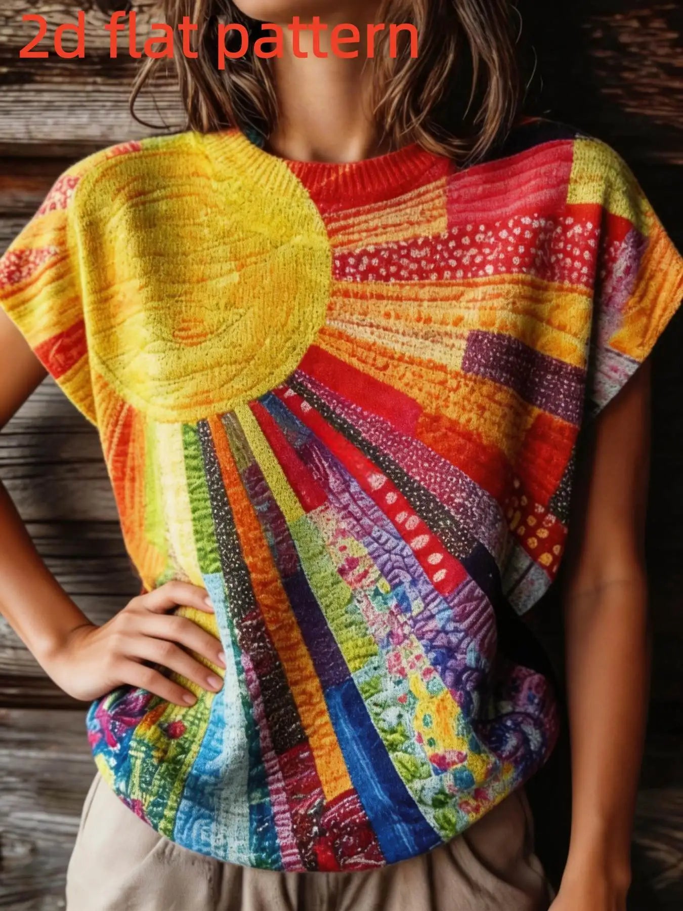 Flat Digital Print Sleeveless Pullover Top for Women