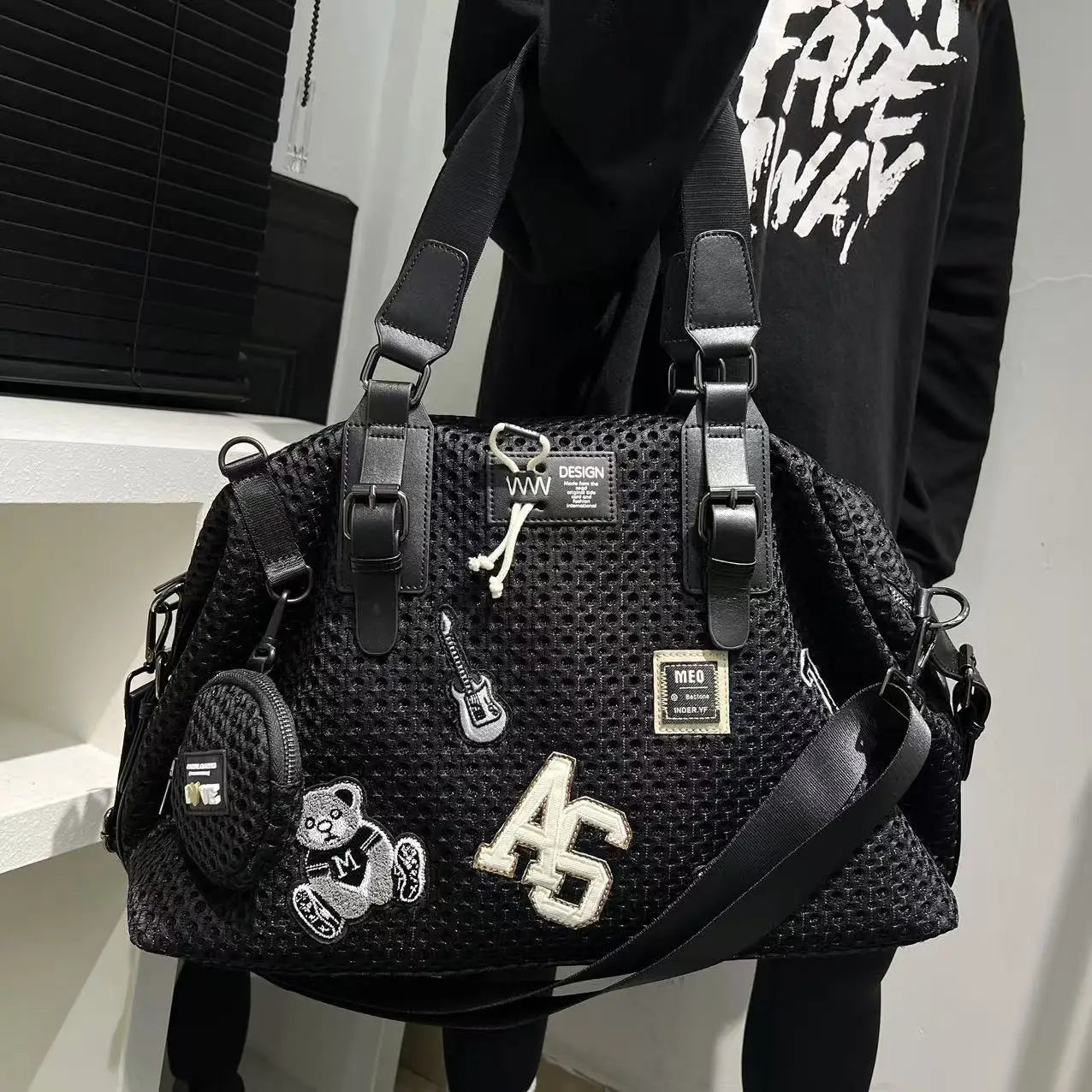 Large Capacity Durable Mesh Nylon Tote Bag for Women