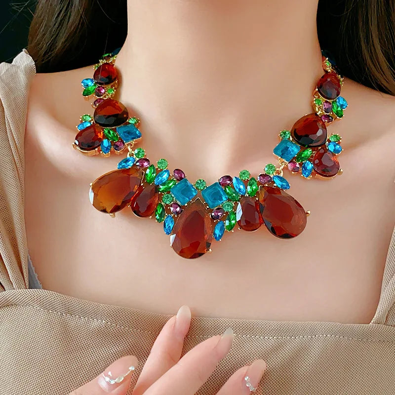 Rhinestone Choker and Earring Set