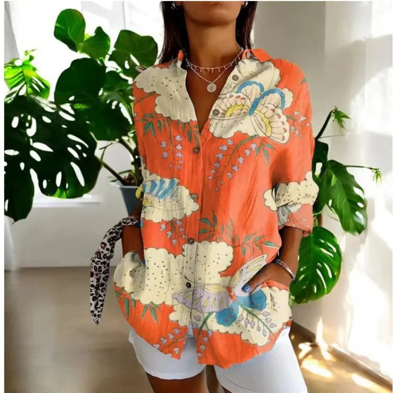 Ditsy Floral Oversized Dropped Shoulder Blouse for Women