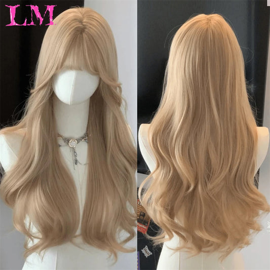 Long Wavy Black Blonde Highlights Synthetic Wig For Women
