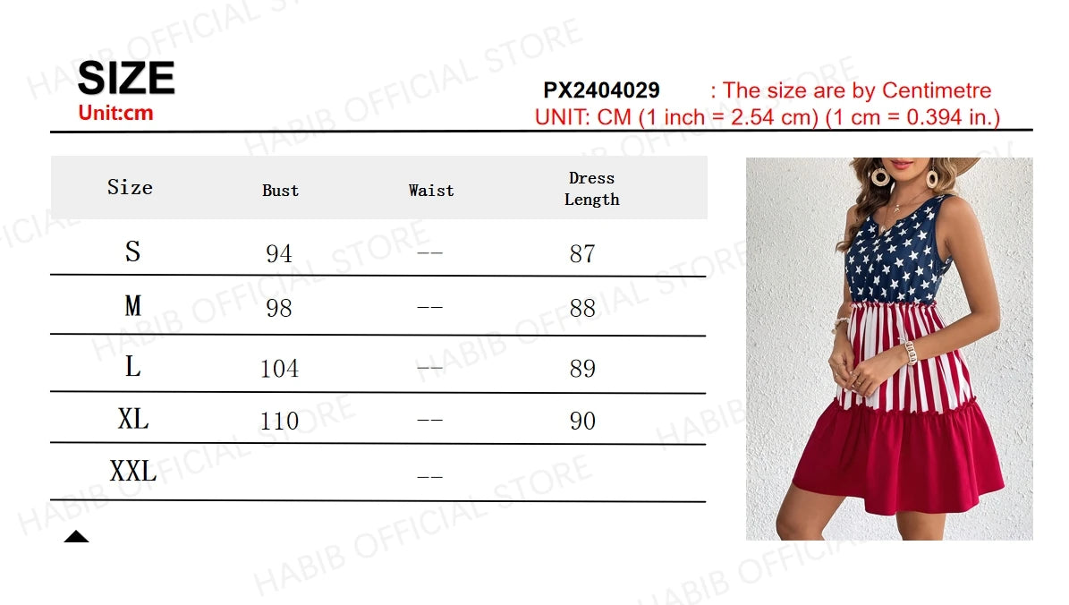 Midi Dress High Waist Ruffle Casual Sleeveless Women American Flag Star Mini Summer Girl Beach Female Vest Dress Gyaru Clothes