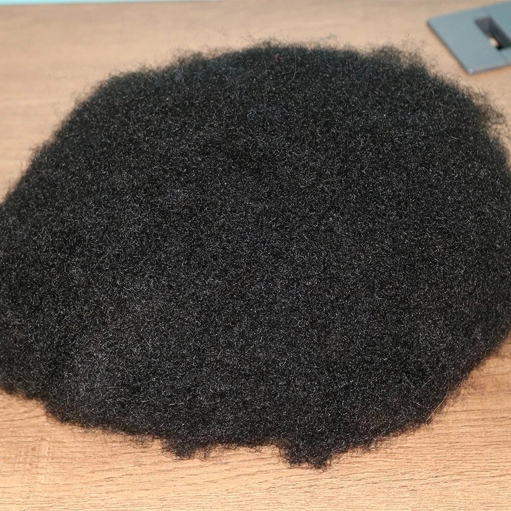 Natural Afro Curly Human Hair Toupee Replacement for Women