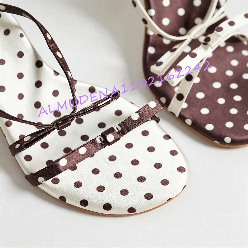 Elegant Polka Dot Satin Stiletto Heel Mules for Women