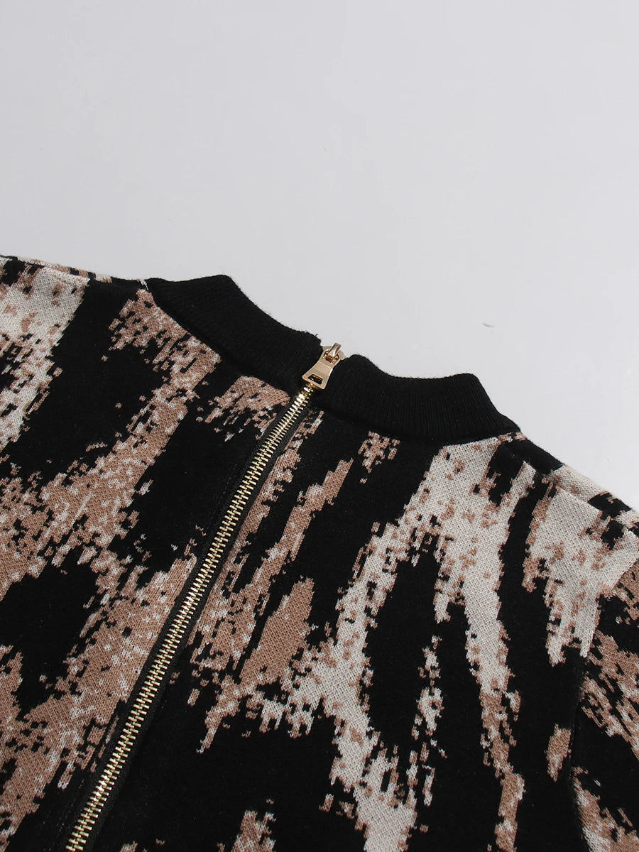 Leopard Print Long Sleeve Sheath Dress