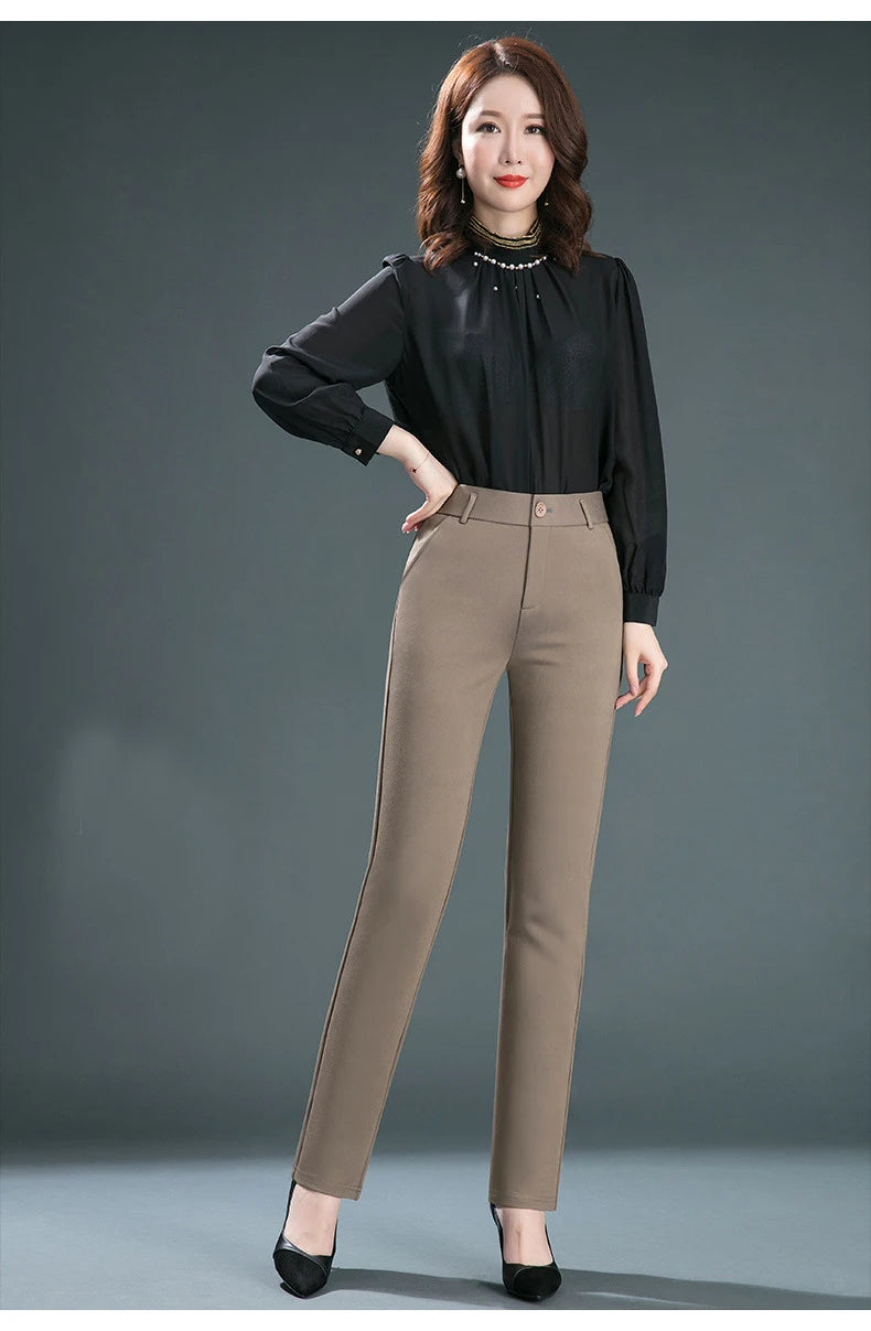 High Waist Straight Leg Relaxed Fit Pants For Women