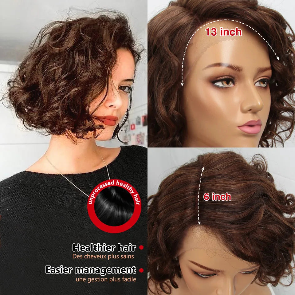 Short Deep Curly Bob Lace Front Human Hair Wig for Women