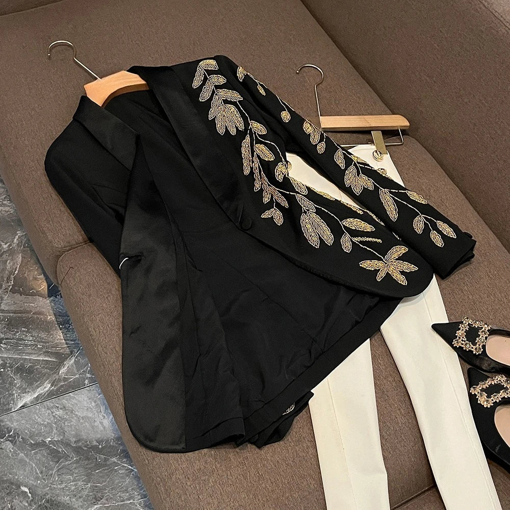 TWOTWINSTYLE Temperament Gorgeous Blazers For Women V Neck Long Sleeve Autumn Elegant Commute Blazer Female Fashion KJA533454