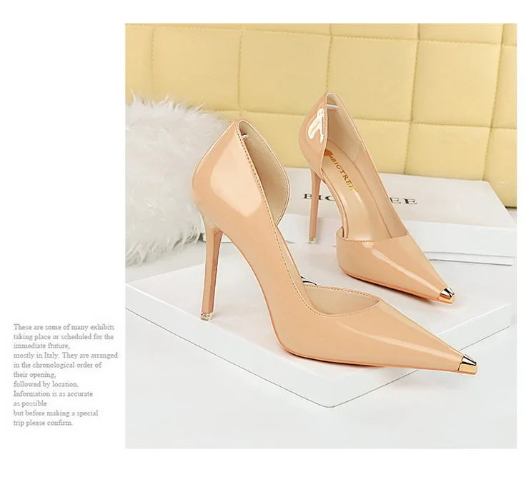 Pointed Toe Patent Leather Stiletto Pumps for Women