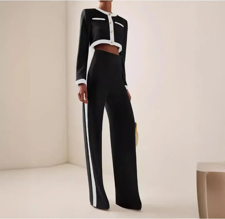 Elegant Long Sleeve Blazer and Trousers Suit Set for Women