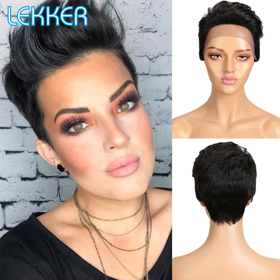 Blonde Short Pixie Cut Silky Lace Front Wig for Women