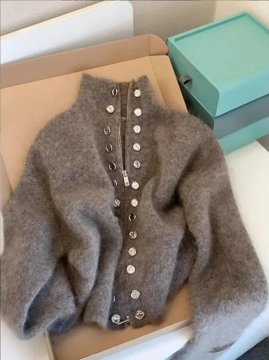 Double-Breasted Fluffy Cardigan Coat