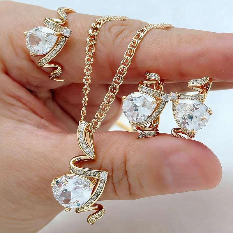Geometric Zircon Bridal Jewelry Set