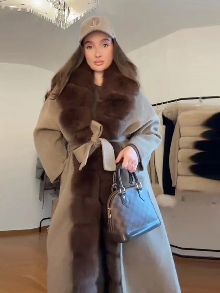 Vintage Women's Fur Coat Elegant Open Collar Thicken Full Sleeve Jacket With Furs Female 2025 New Autumn Winter Woman Clothes