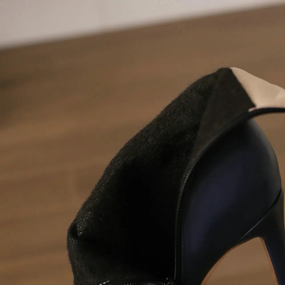 Red High Heel Pointed Toe Ankle Boots