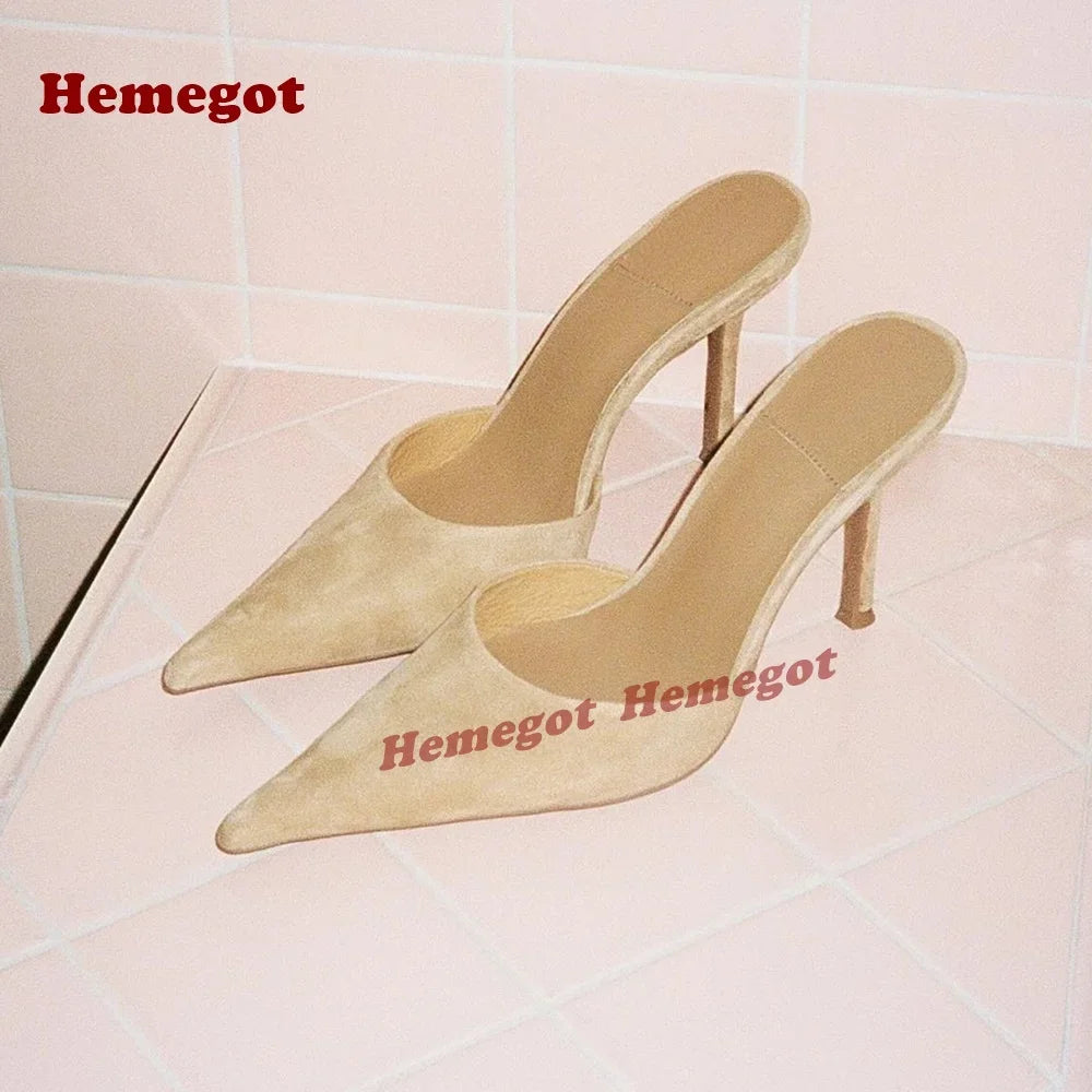Elegant Blue Suede Pointed Toe Stiletto Heels for Women