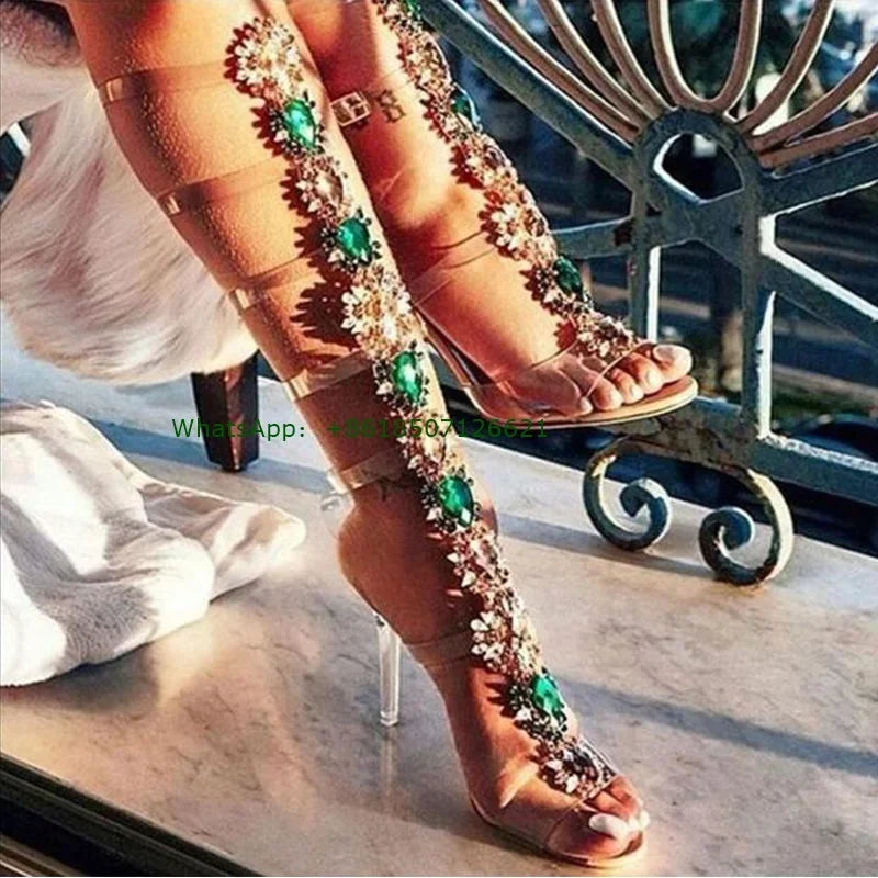 Transparent PVC High Heel Gladiator Sandals For Women