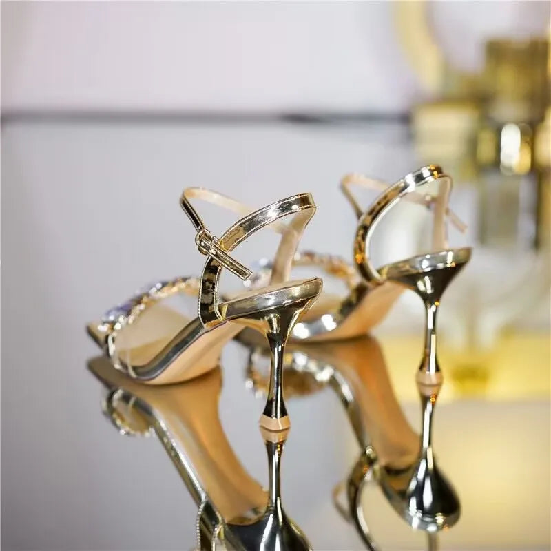 Silver Champagne Rhinestone Sandals