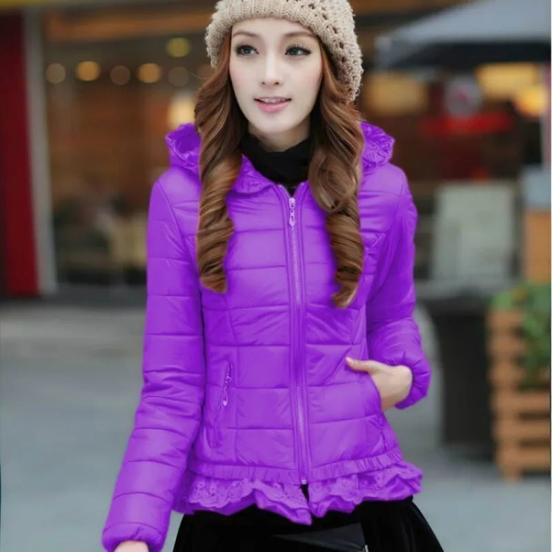 2025 New Women Cotton Jacket Coat Autumn Winter Fashion Warm Parkas Hooded Jacket