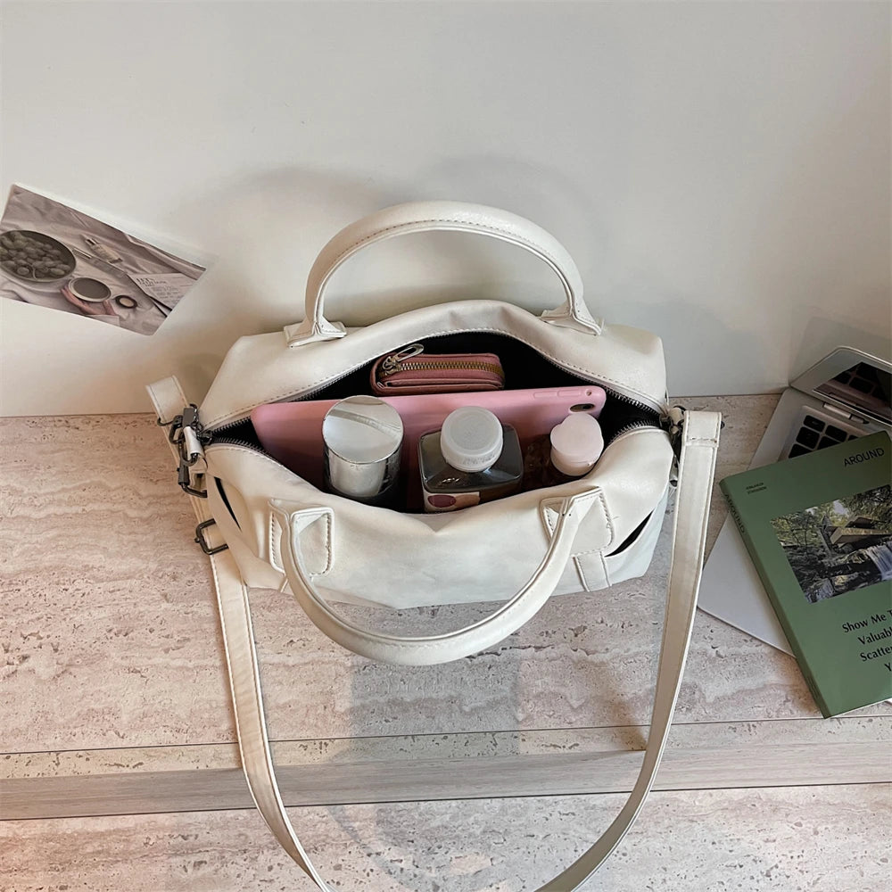 Practical Pure Color Vegan Leather Shoulder Crossbody Bags for Women