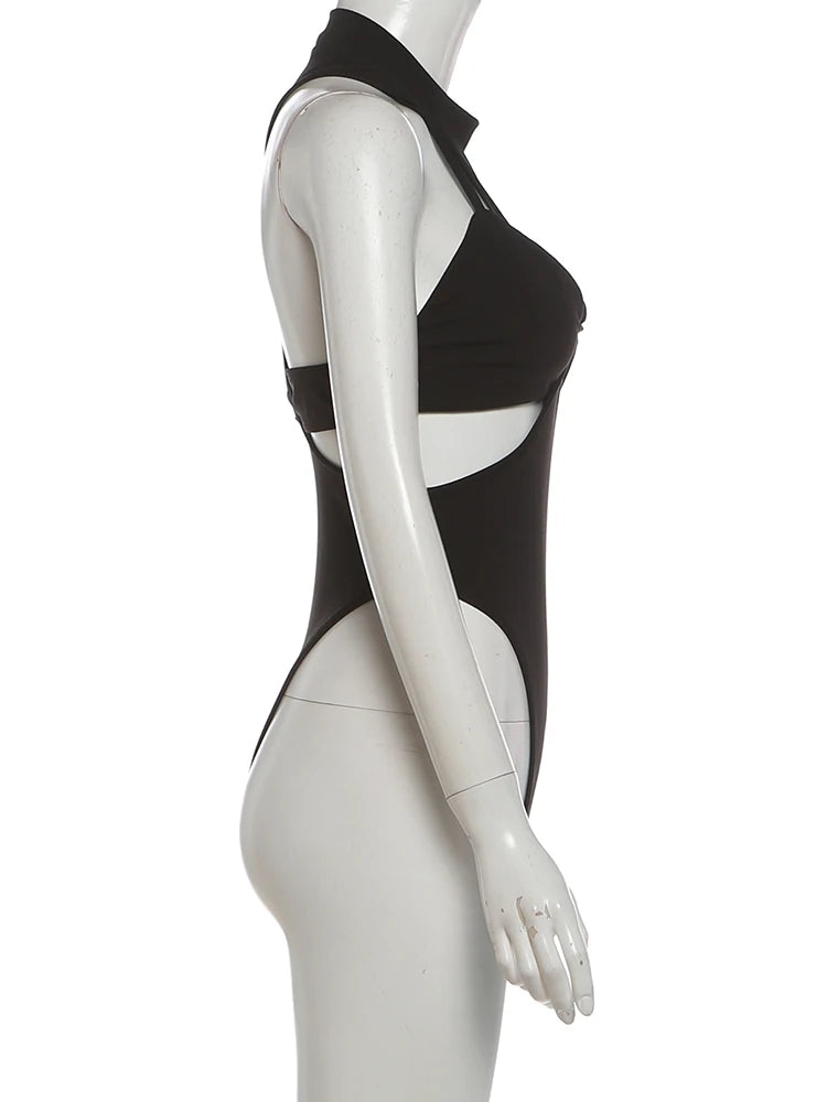 High Stretch Hollow Out Backless Bodysuit for Women