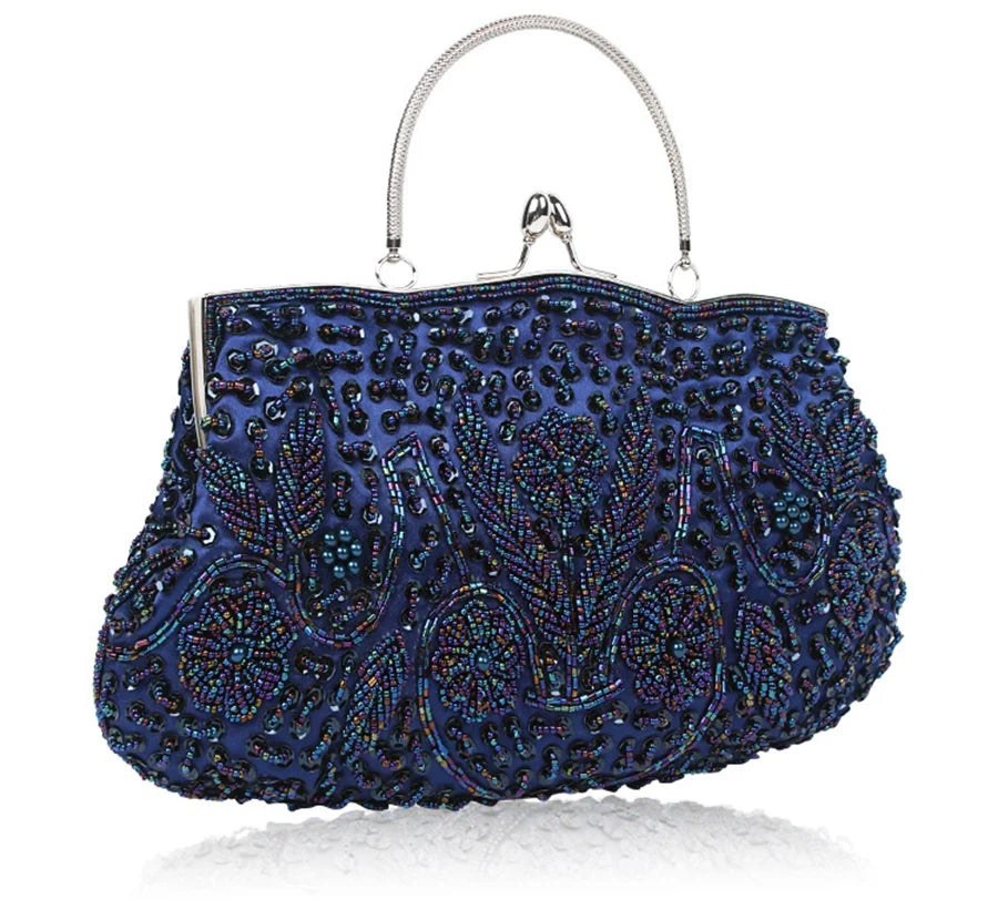 Retro Beaded Embroidered Evening Clutch Bag for Women