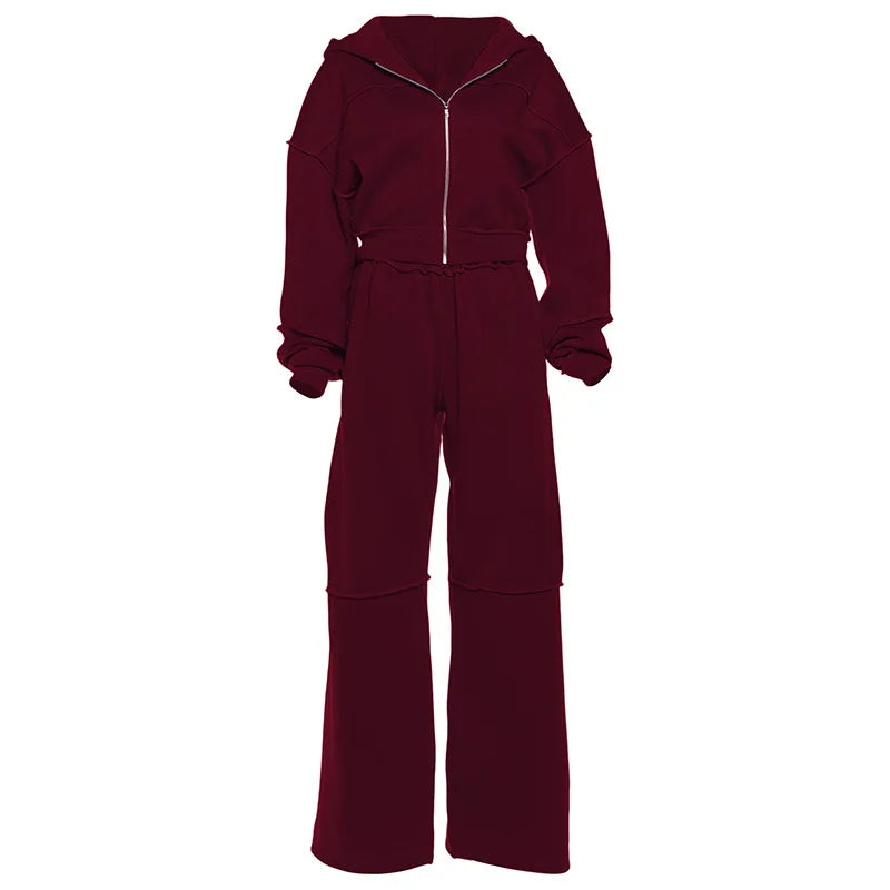 Cozy Woolen Hooded Pantsuit