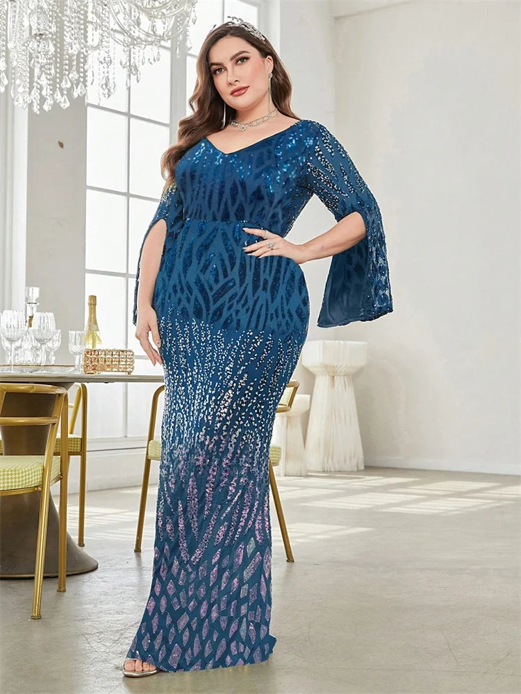 Plus Size Sequin Evening Dress
