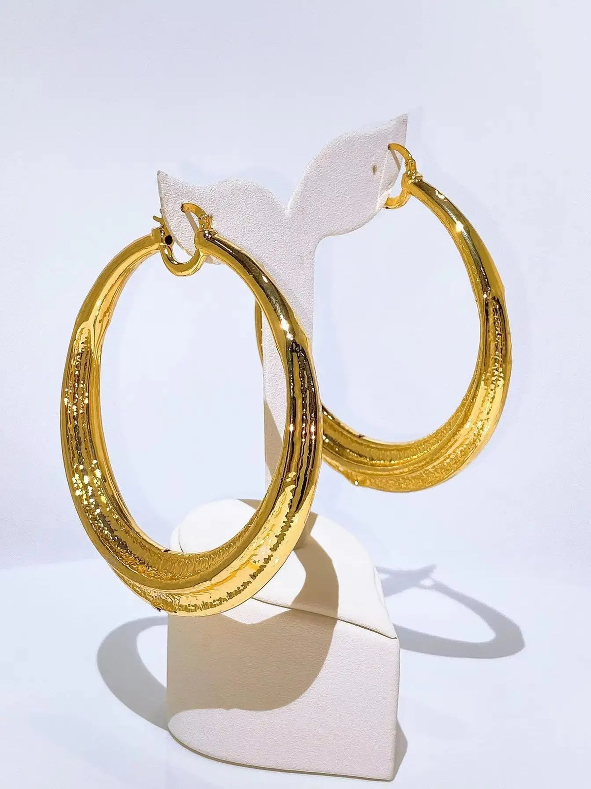 Chunky Oval Gold Plated Hoop Earrings