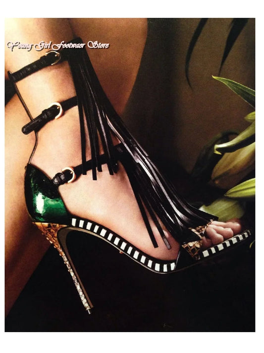 Orange Tassel Open Toe Sandals