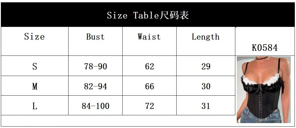 Sheer Lace Trim Spaghetti Strap Corset Top for Women