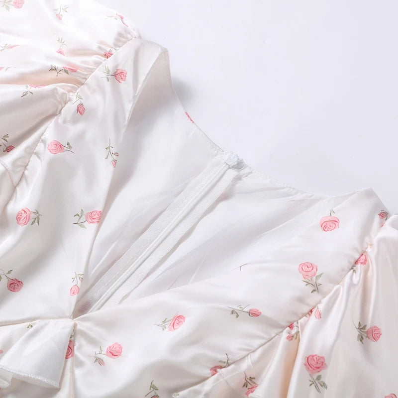 Floral Print Chiffon Tiered Ruffle Maxi Dress for Women