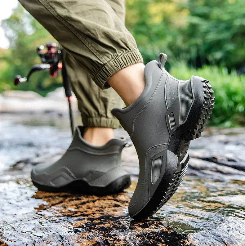 Round Toe Waterproof Ankle Rain Boots