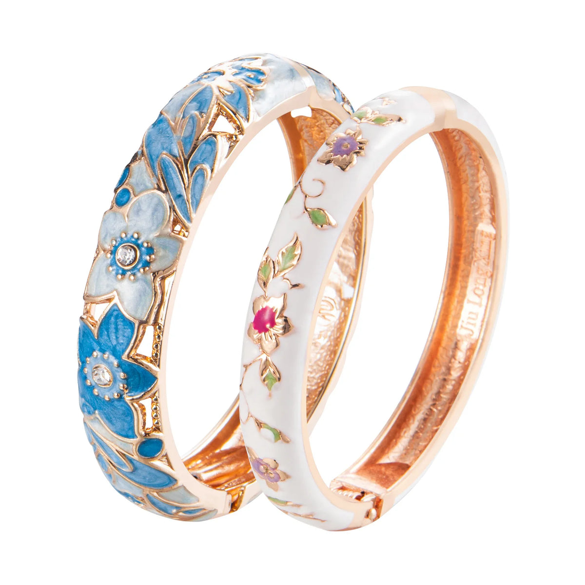 Elegant Double Enamel Cloisonne Bangle Set for Women