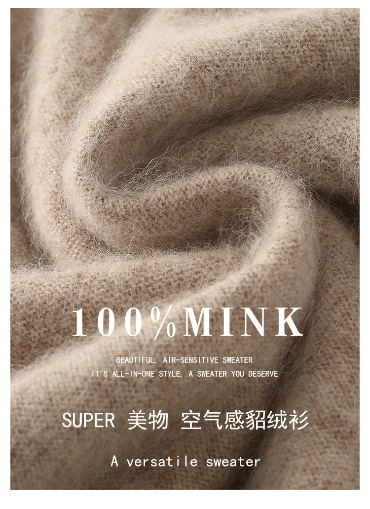 Loose Cashmere Knit Half High Neck Pullover Sweater for Women