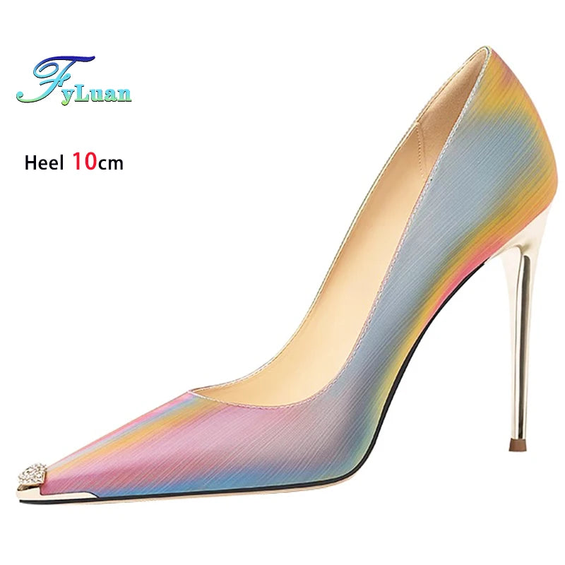 Rainbow Color Pointed Toe High Heel Stiletto Pumps for Women